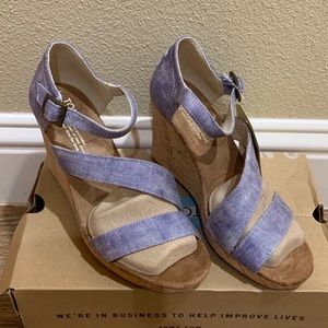 Toms Blue Denim Wedges